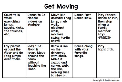 Gross Motor Choice Board 